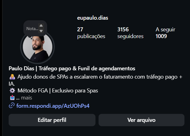 Perfil do Instagram @eupaulo.dias — PH Dias, especialista em Spas
